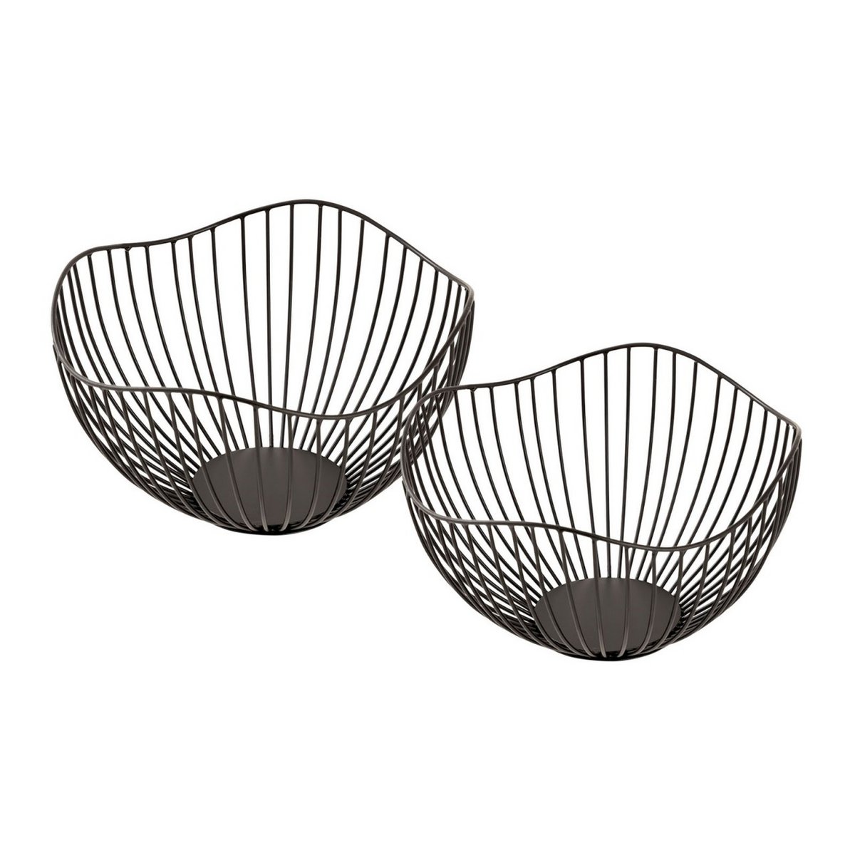 Obstkorb 16-teilig Metall ø 25 H 14 cm Brotkorb Set 2 x 8 VE Obstschale Metall schwarz o. gold Wave