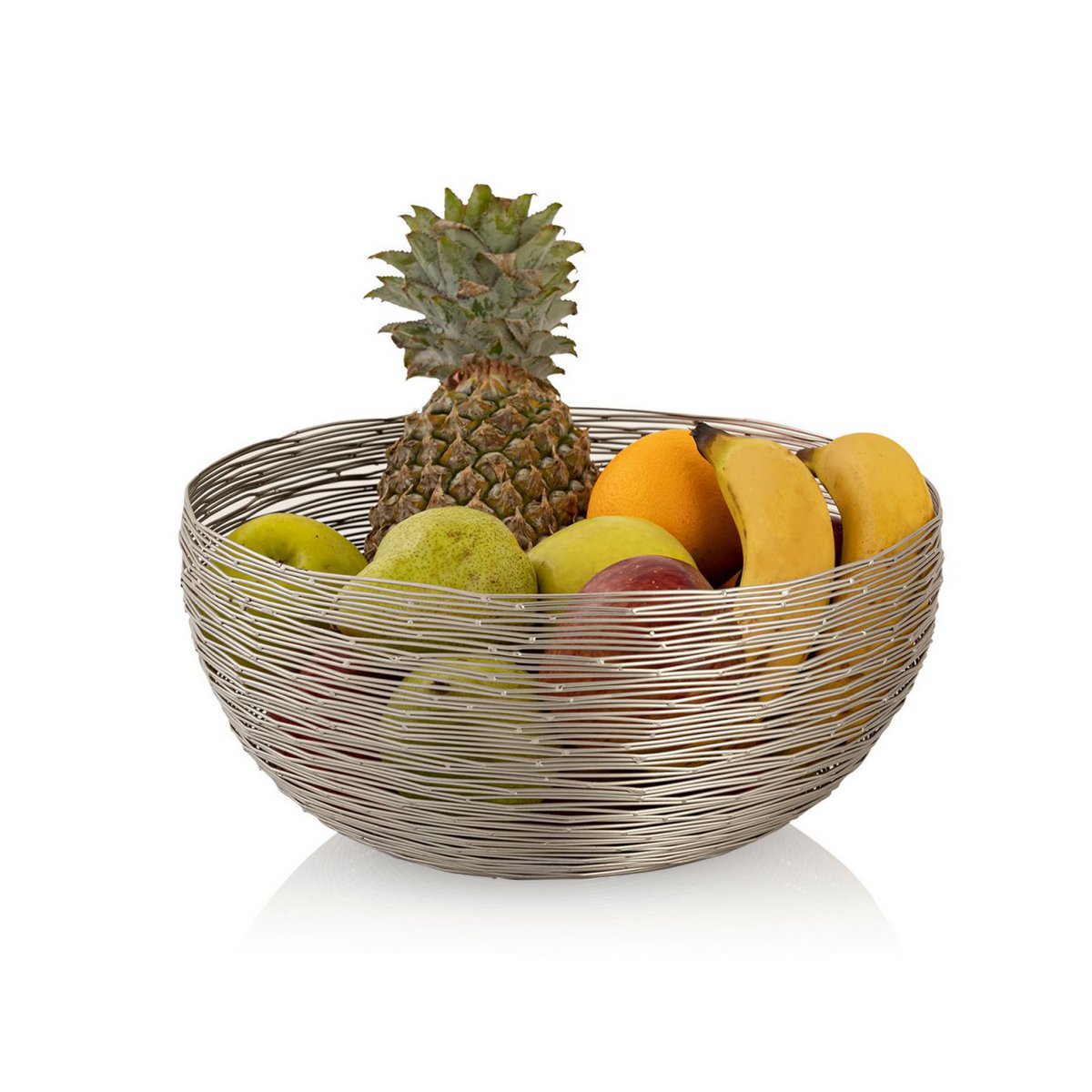 Obstkorb 4-teilig ø 30 cm H 13 cm Brotkorb Obstschale Metall rund silber o. gold dollce Drahtstrukt