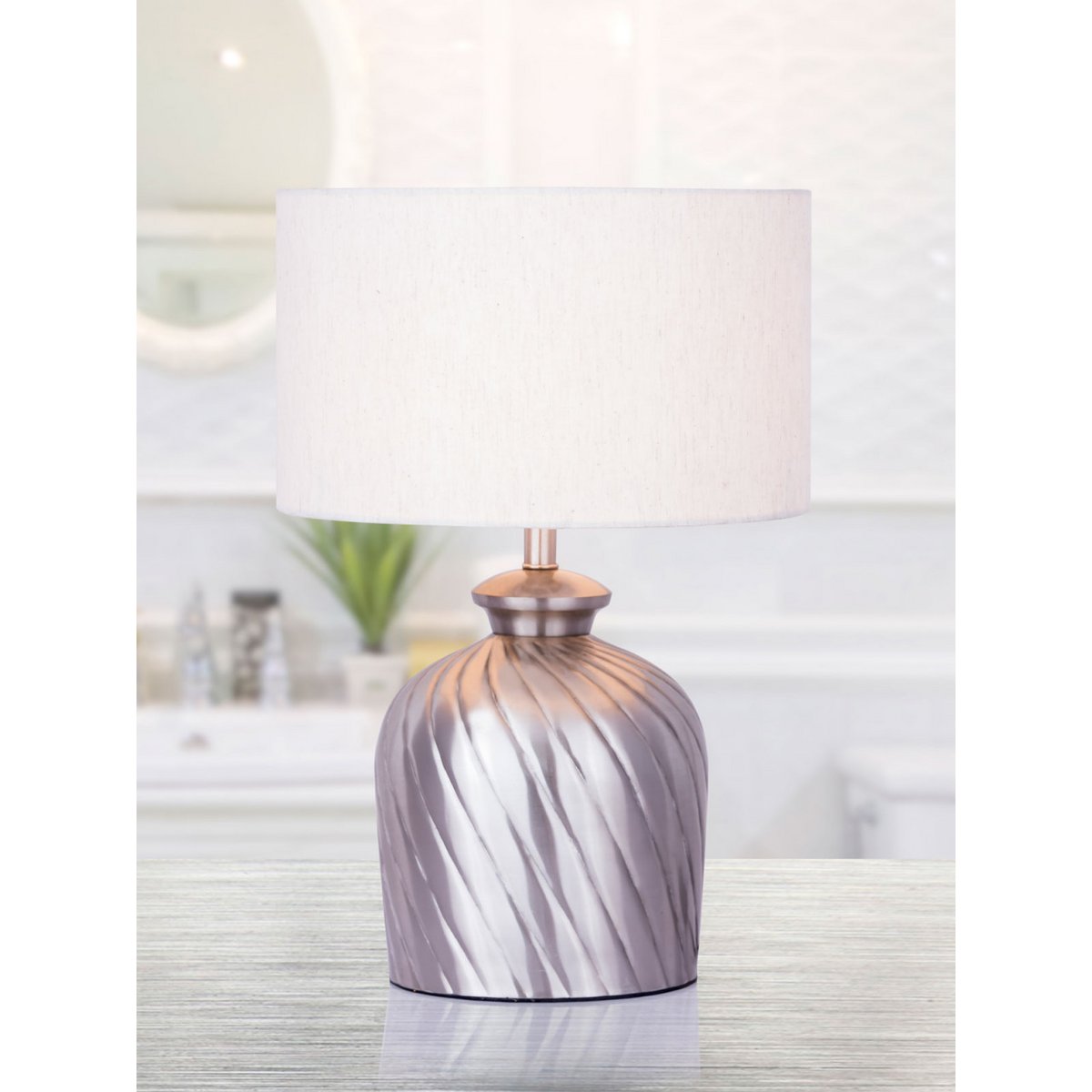 Tischlampe Nachttischlampe ø 30 x H 52 cm Tischleuchte Dekolampe Metall Sockel gold silber