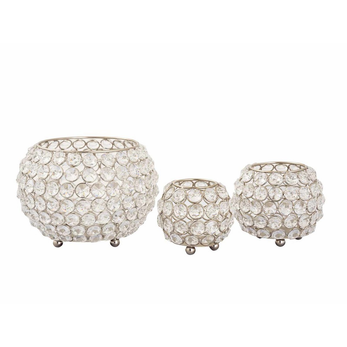 Teelichthalter Kerzenhalter Set 3-teilig Crystal Kerzenständer gold o. silber Vintage Kristall