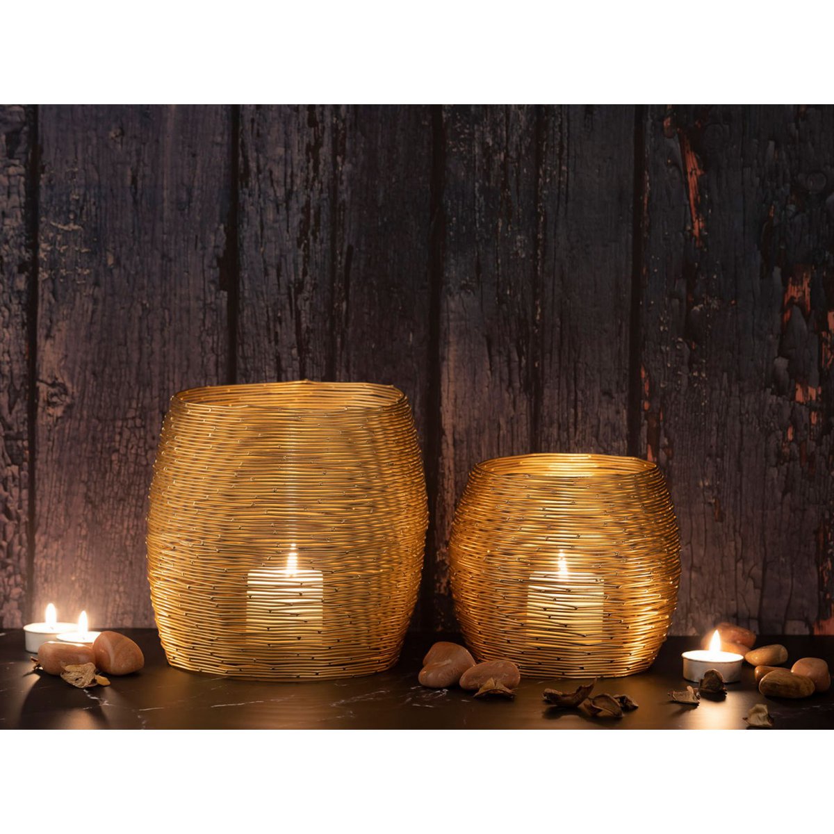 Kerzenständer Set 2-teilig Teelichthalter Windlichter Paris gold o. silber Kerzenhalter