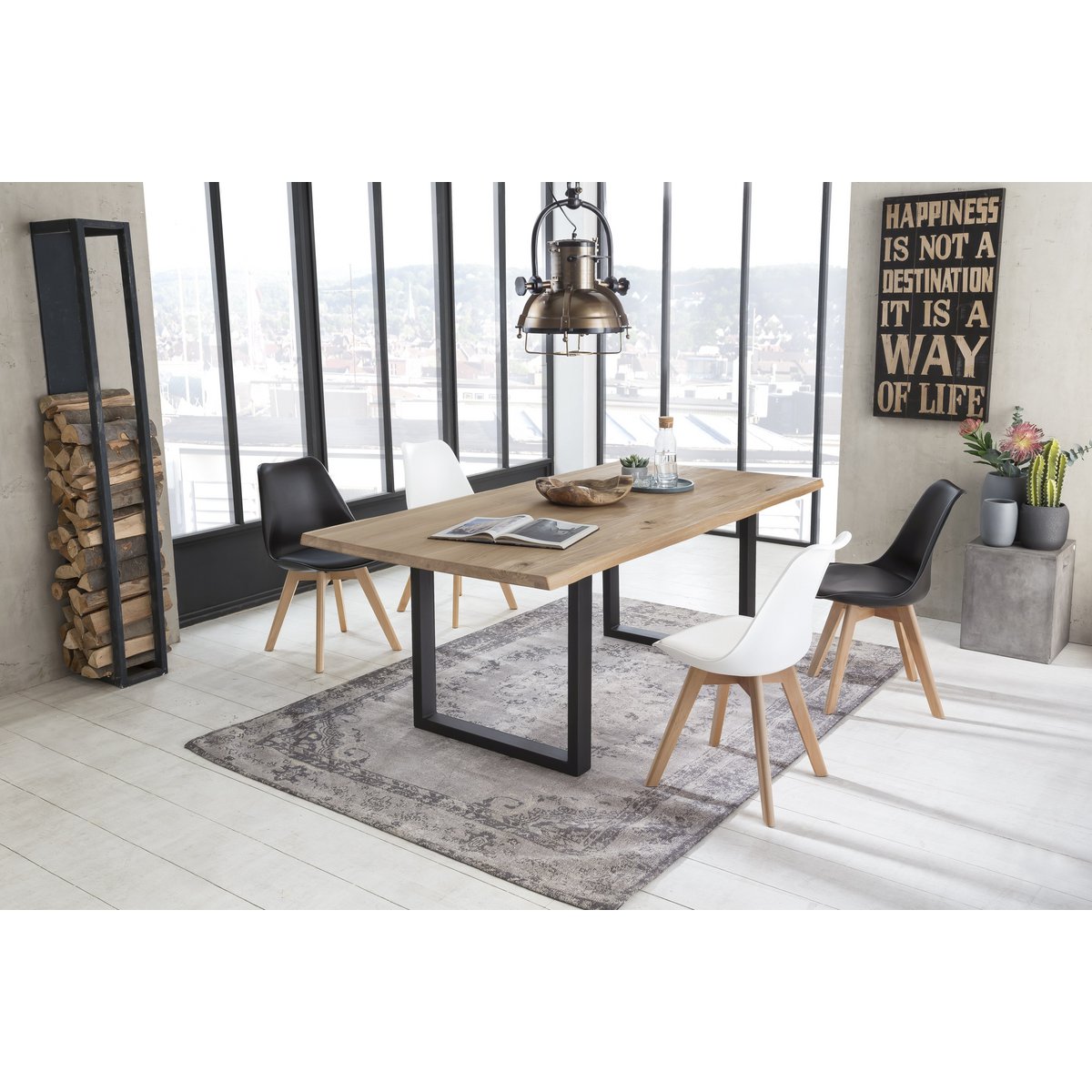 Tisch 120x80 cm, Wildeiche, schwarzes Gestell