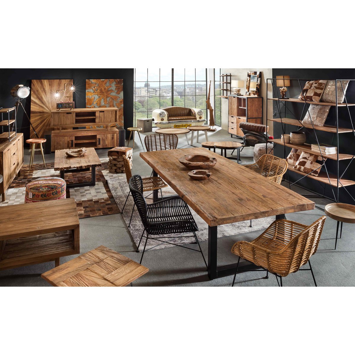 Tisch 200x100 cm, recyceltes Teak natur