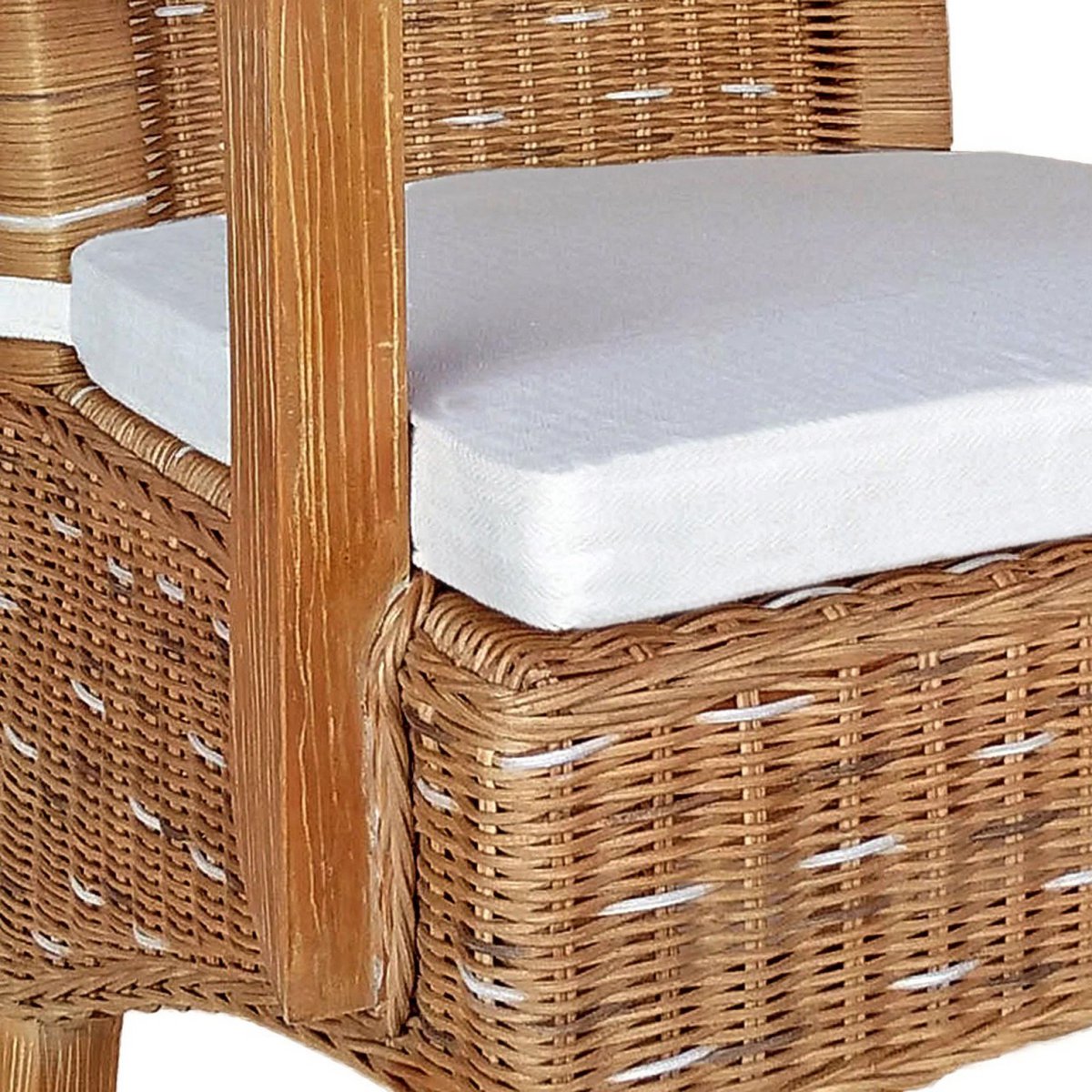 Esszimmer Stuhl mit Armlehnen Rattanstuhl capuccino Perth Korbstuhl Rattan Sessel nachhaltig