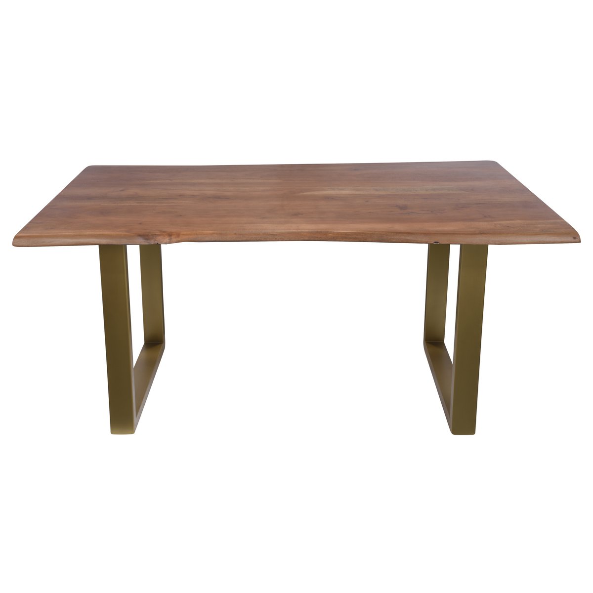 Tisch 160 x 85 cm, Platte nussbaumfarbig, Gestell messingfarbig