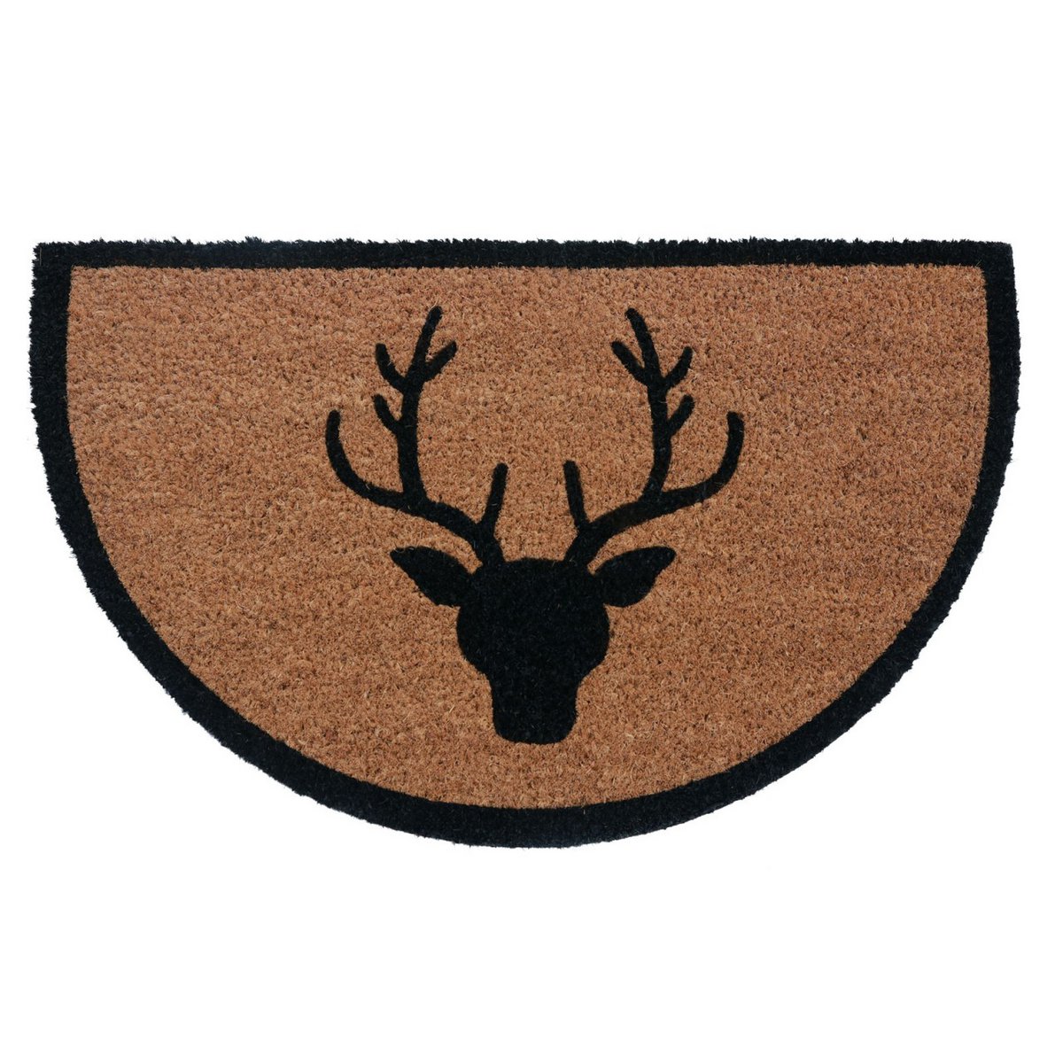 Kokosmatte Set 10 Stück Fußmatte halbrund 75 x 45 cm Türvorleger Fußabtreter Hirsch Motiv Haustür
