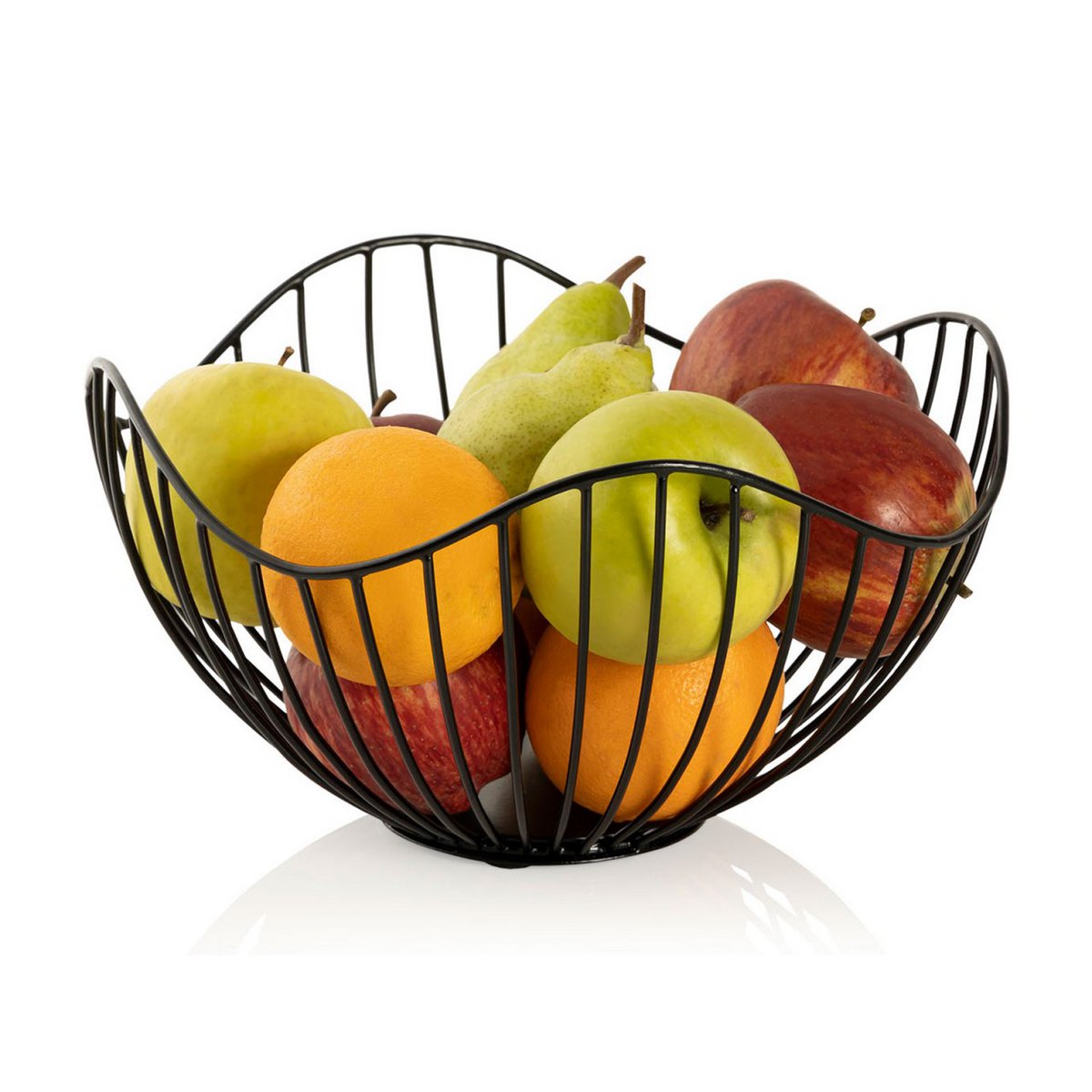 Obstkorb 16-teilig Metall ø 25 H 14 cm Brotkorb Set 2 x 8 VE Obstschale Metall schwarz o. gold Wave
