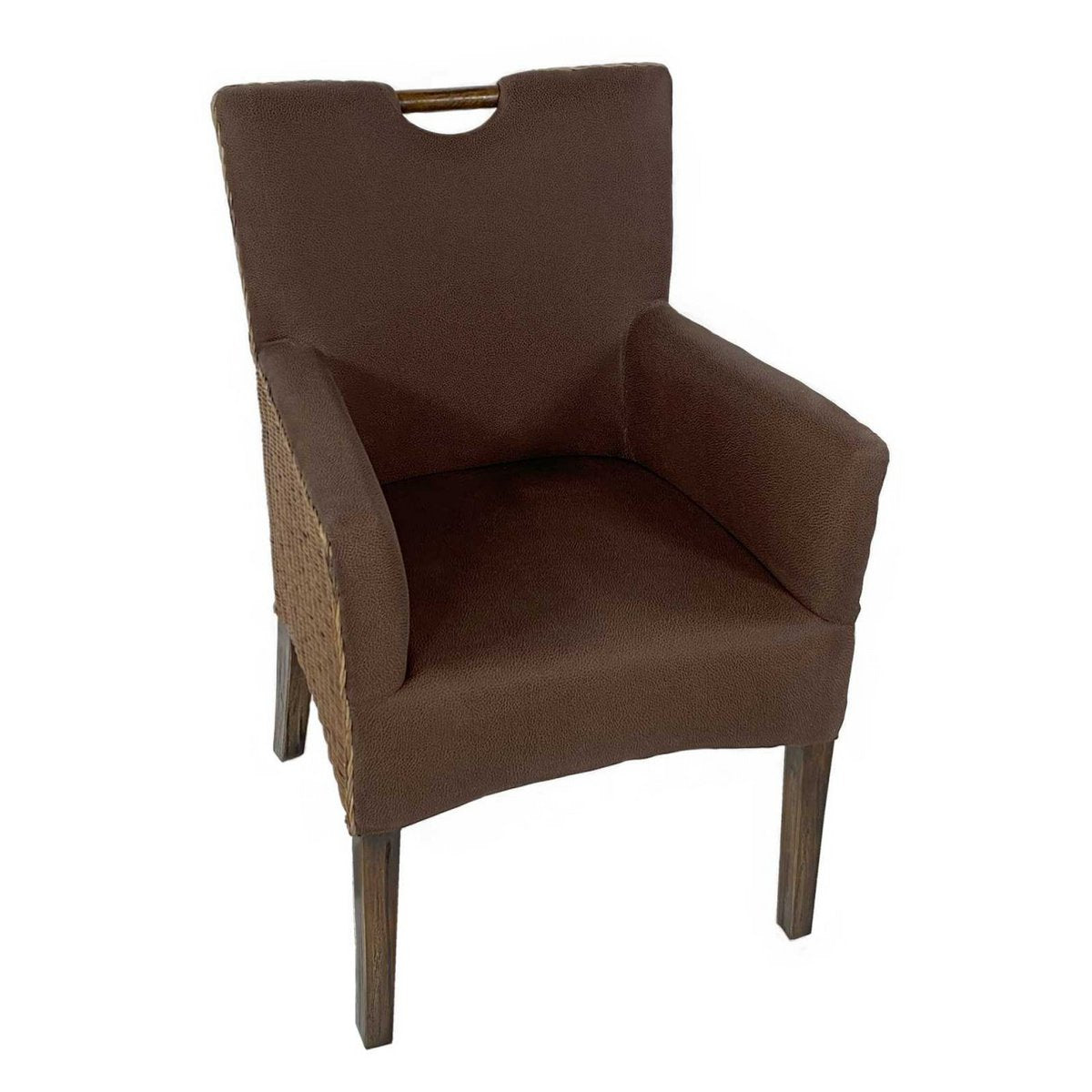 Esszimmer Stühle Set 6 Stück Rattan Armlehner Sessel Bilbao Polsterstuhl Polstersessel prairie brown