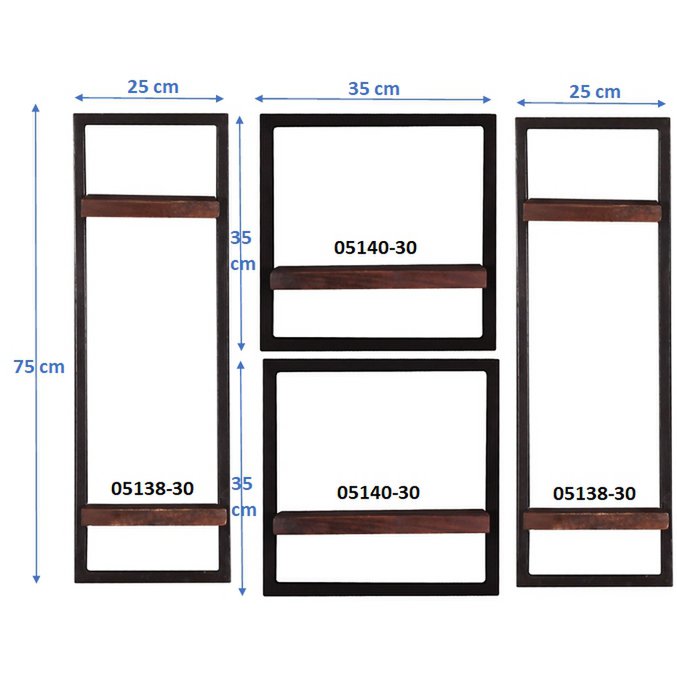 Wandregal-Set, 4-teilig