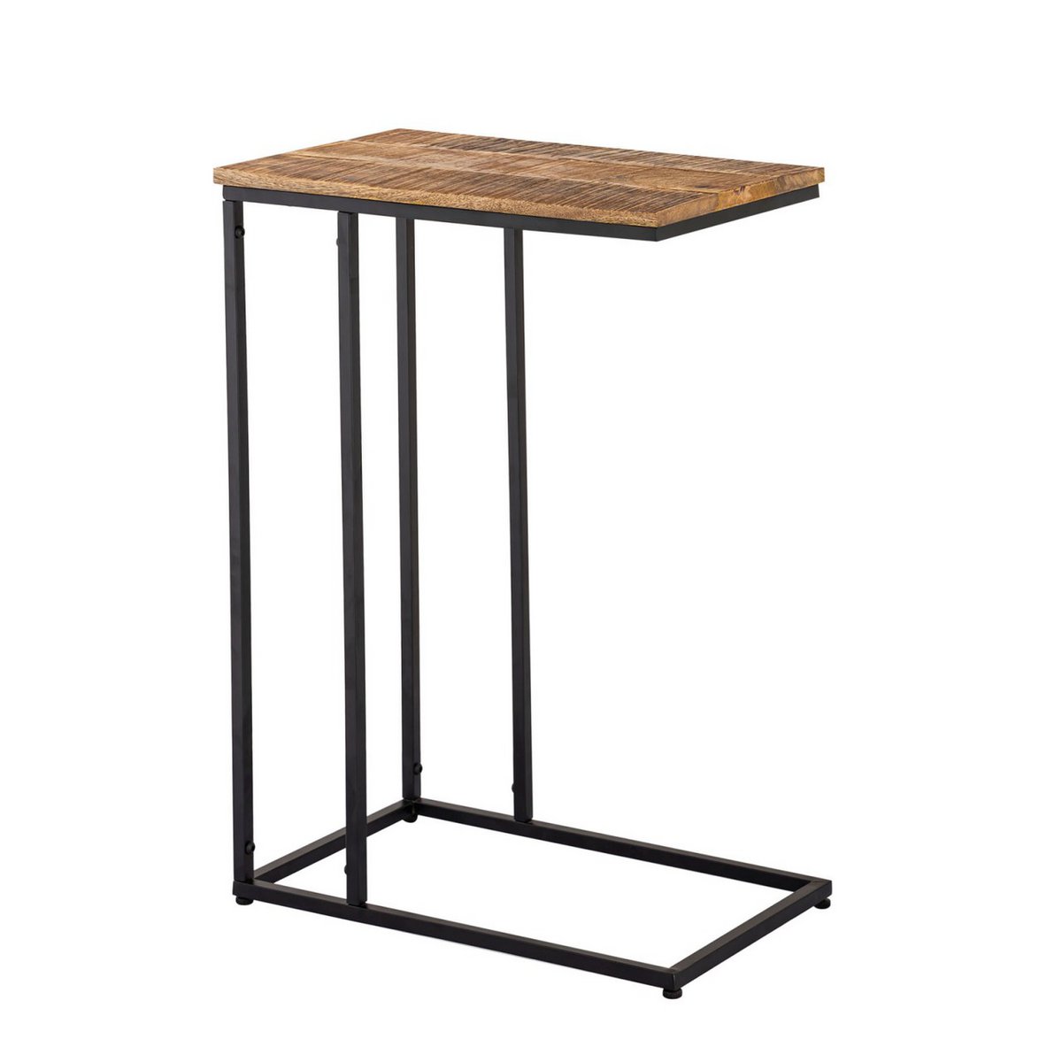 Beistelltisch Laptoptisch Holz 25x60x40cm nachhaltig Sofatisch C-Tisch Toronto Metall Gestell