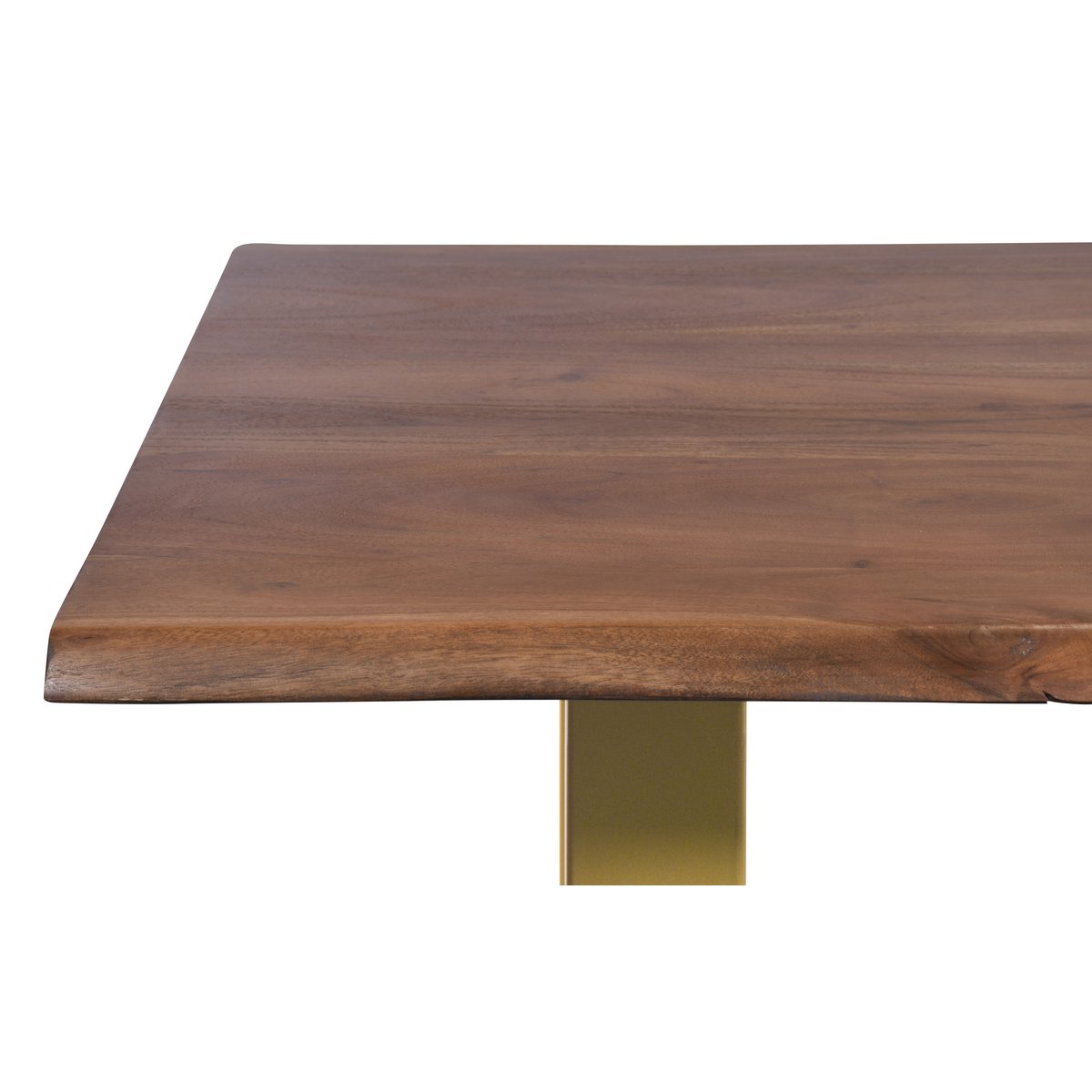 Tisch 160 x 85 cm, Platte nussbaumfarbig, Gestell messingfarbig