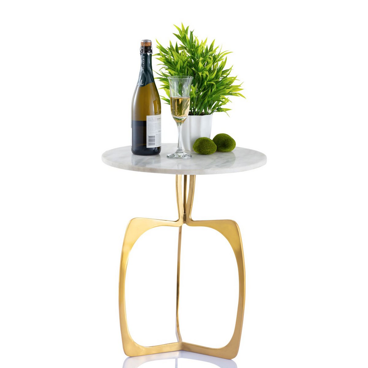 Beistelltisch Metall rund ø 45 x 56 cm Dekotisch Marmor Sohoo Gestell silber oder gold
