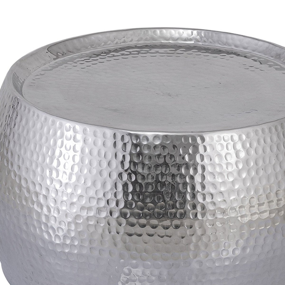 Couchtisch 2er Set Dakar rund ø 55/43 x H 30/28 cm silber Aluminium gehämmert