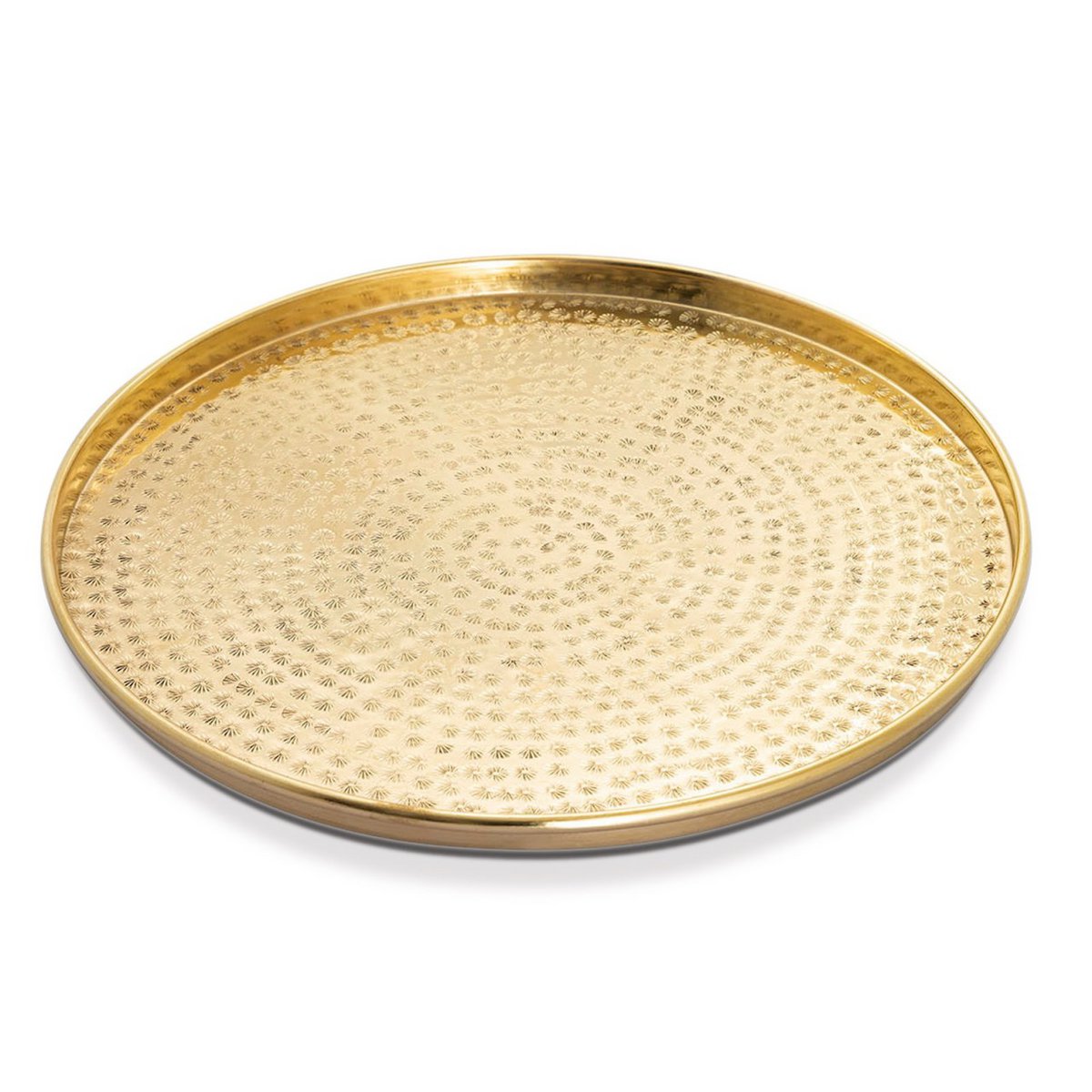 Serviertablett Deko Tablett 12-teilig Metall ø 40 cm rund silber o. gold Kerzentablett Dekotablett
