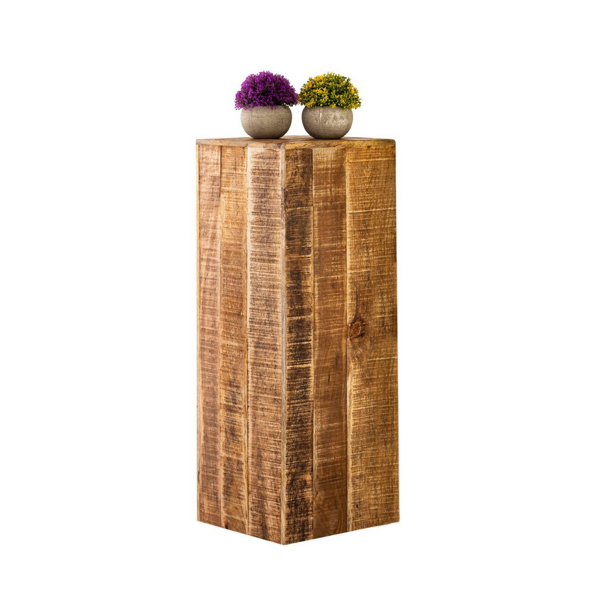 Blumensäule 27x27 H50 o. 73cm Blumen Hocker Holz Pflanzenständer Beistelltisch quadratisch Mangoholz