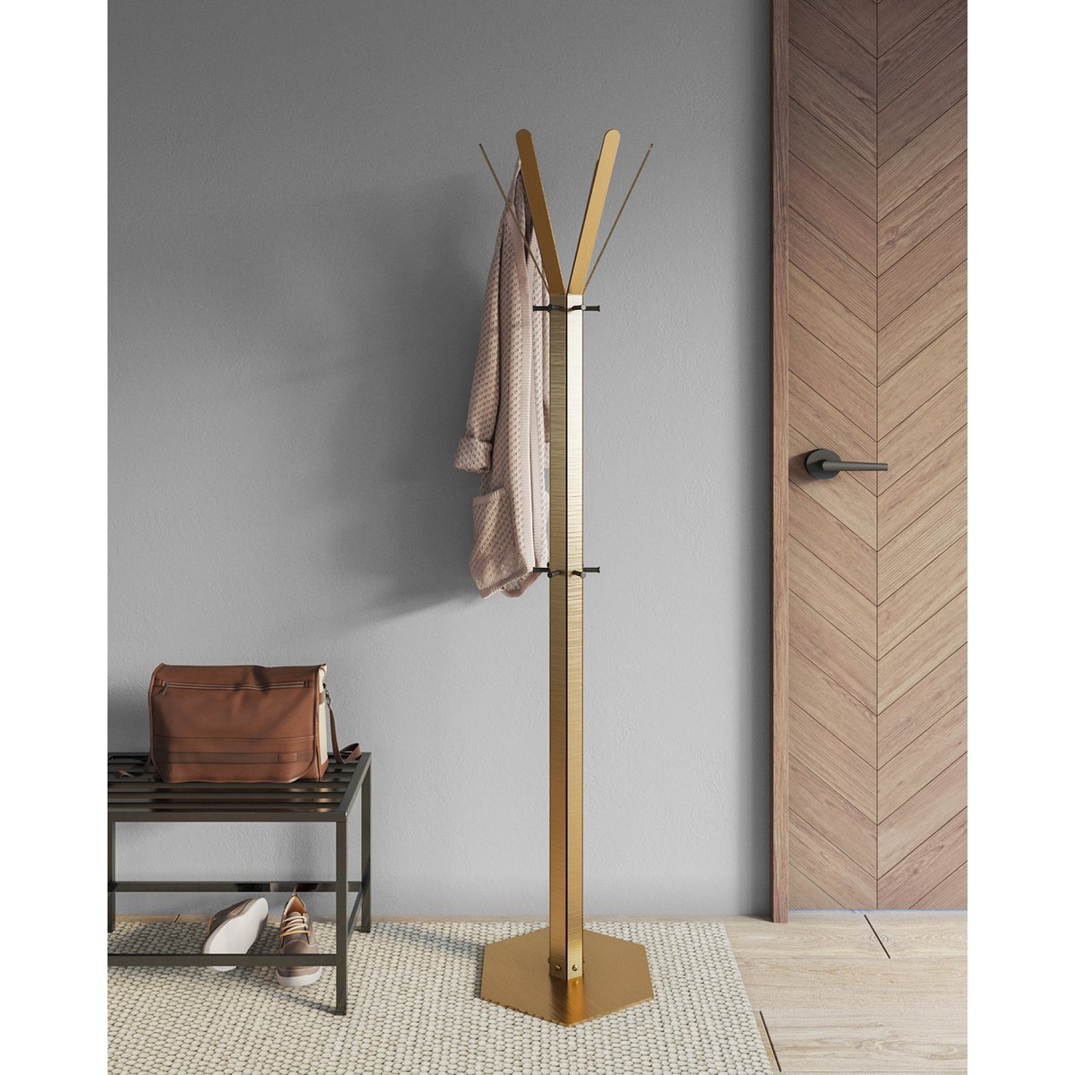 Gorillz Molto - Industrial - Standgarderobe - 14 Kleiderhaken - Gelb