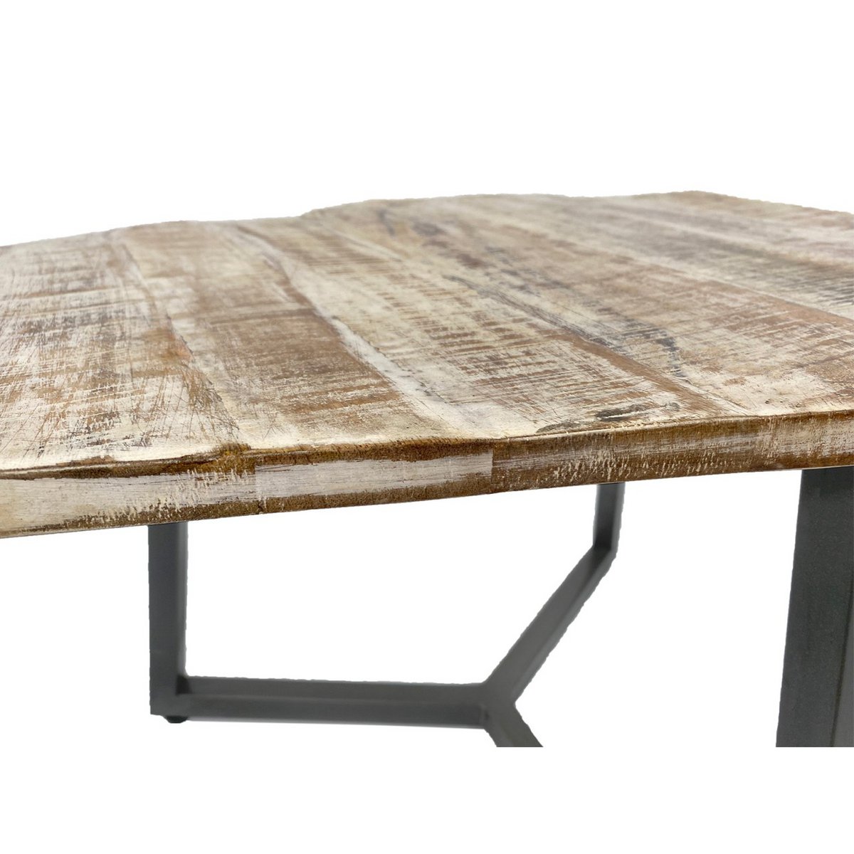 Beistelltisch 56 x 47 cm nachhaltig Wohnzimmer Tisch Couchtisch Nizza Metall-Gestell schwarz - weiß