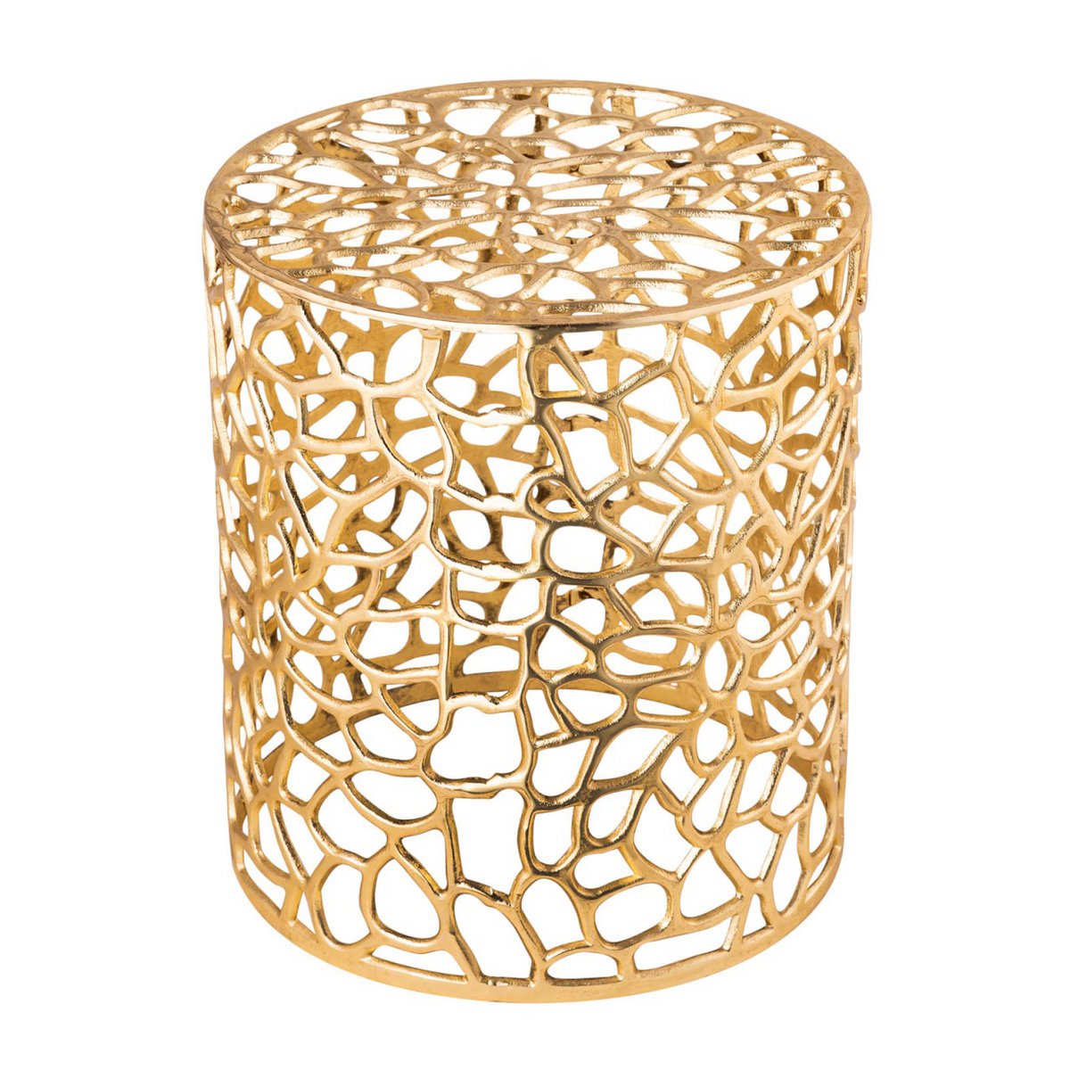 Beistelltisch Metall Dekotisch ø 40 x 46 cm rund Agadir silber o. gold Aluminium Korallen-Design