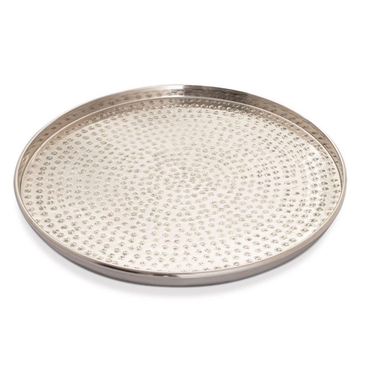 Serviertablett Deko Tablett 12-teilig Metall ø 40 cm rund silber o. gold Kerzentablett Dekotablett
