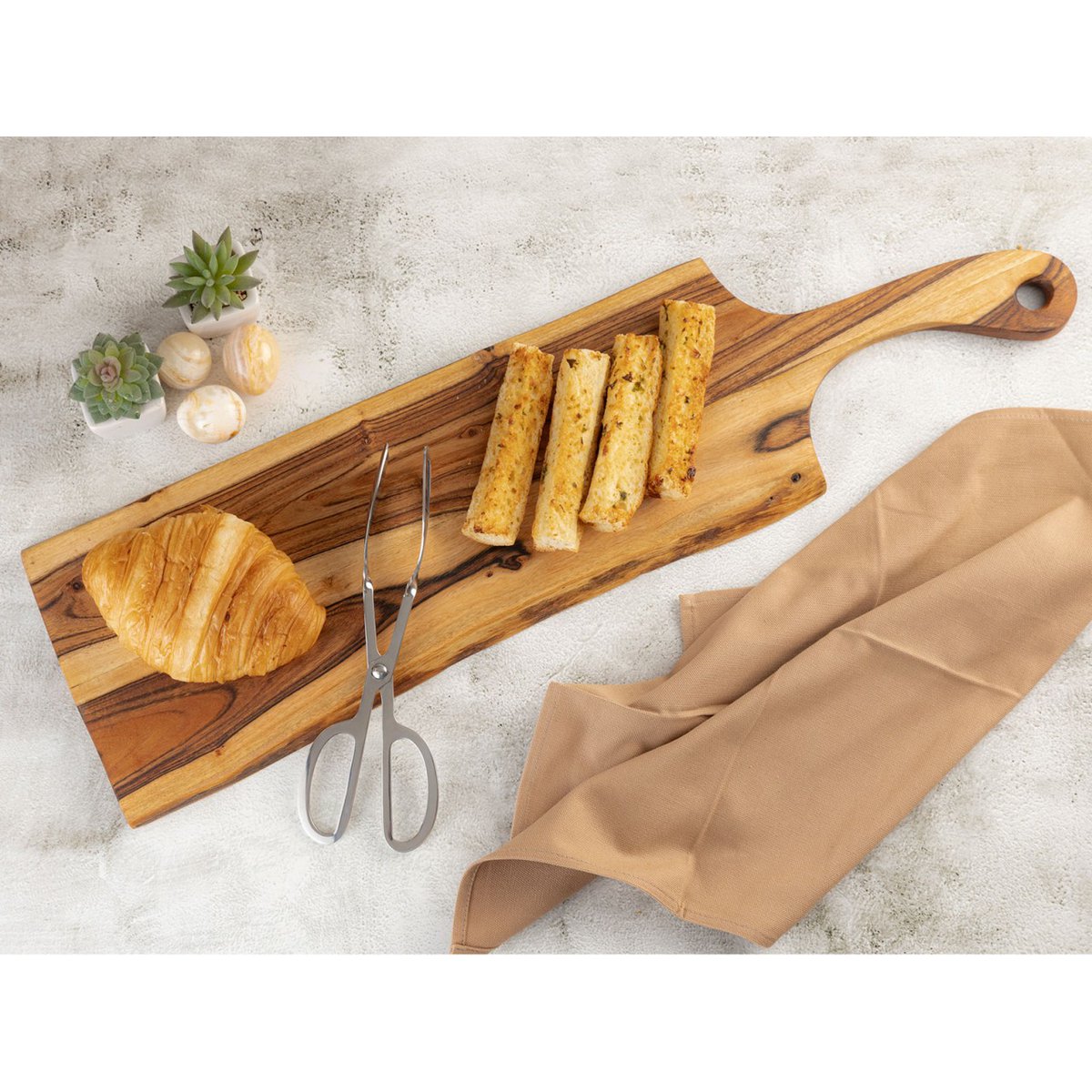 Servierbrett Holzbrett Masterbox 6-teilig Dekotablett Odin 70x20cm Dekobrett Akazie massiv