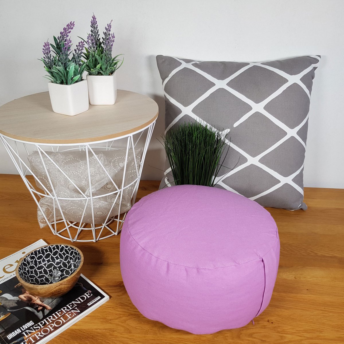 Yogakissen Meditationskissen Sitzkissen Bodenkissen Lotus rund H 14 x ø 31 cm Bezug waschbar