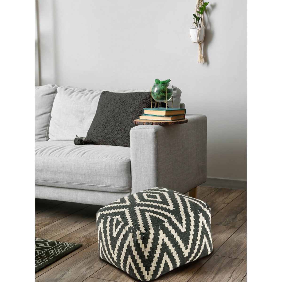 Sitzwürfel Fußhocker Sitzhocker 50x35x50cm Pouf Kelim Bodenkissen Peru schwarz taupe gelb türkis