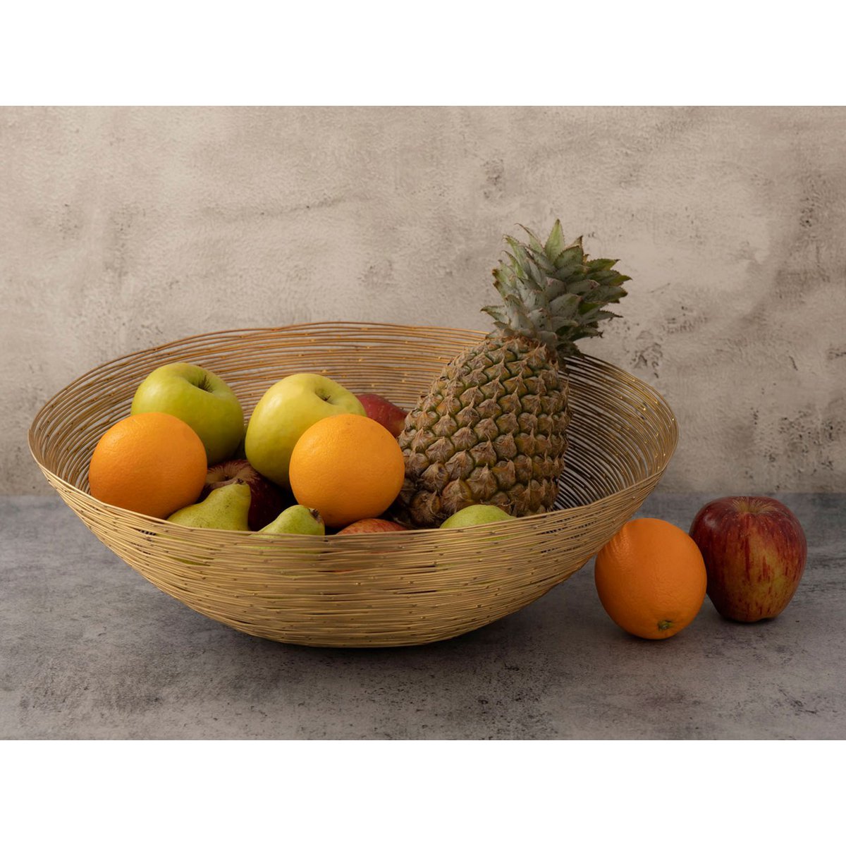 Obstkorb 4-teilig Metall ø 40 cm H 11 cm Brotkorb Obstschale rund silber o gold Vita Drahtstruktur