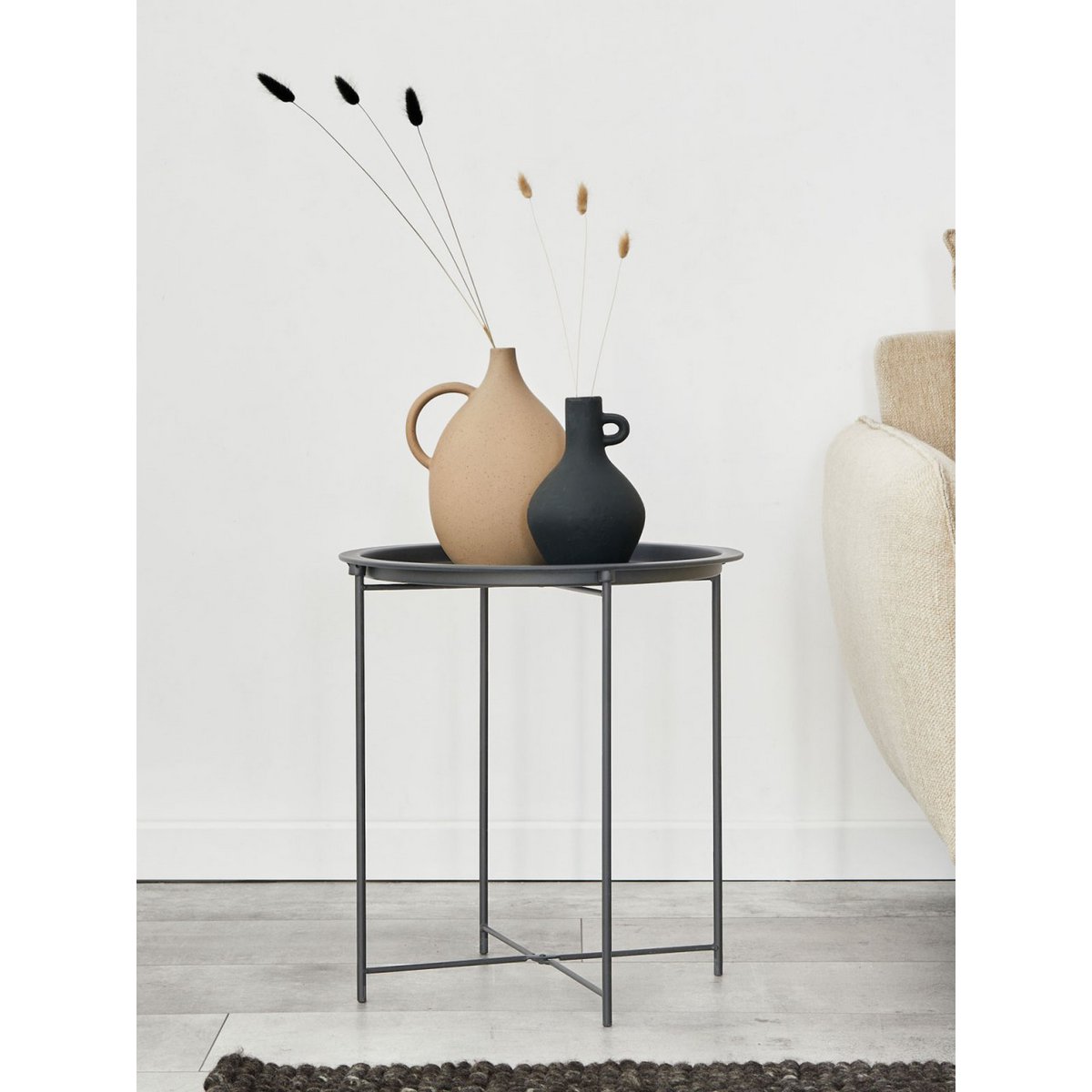 Beistelltisch Ø 47 H 51 2. Wahl Gartentisch Balkon Tisch Terassentisch rund Alberta Metall klein ver