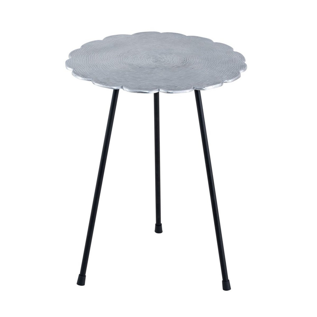 Beistelltisch Metall Dekotisch Hilton ø 35 x H 45 cm rund Aluminium mit Struktur silber od. gold