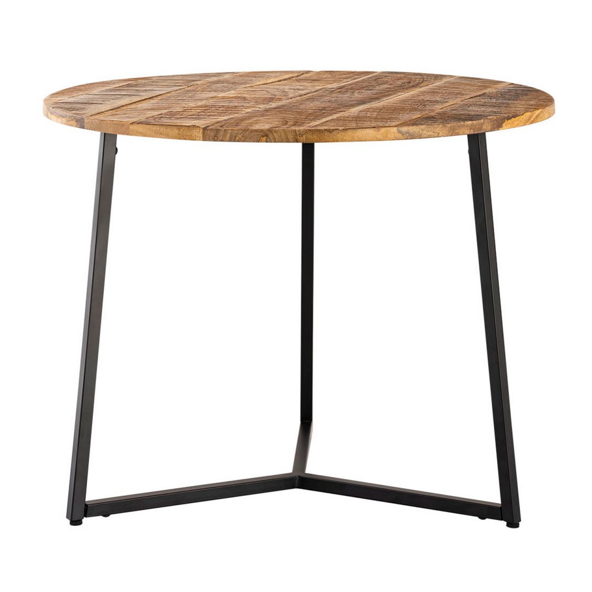 Couchtisch rund Beistelltisch Massivholz ø 56cm Wohnzimmertisch La Palma Metall Gestell schwarz