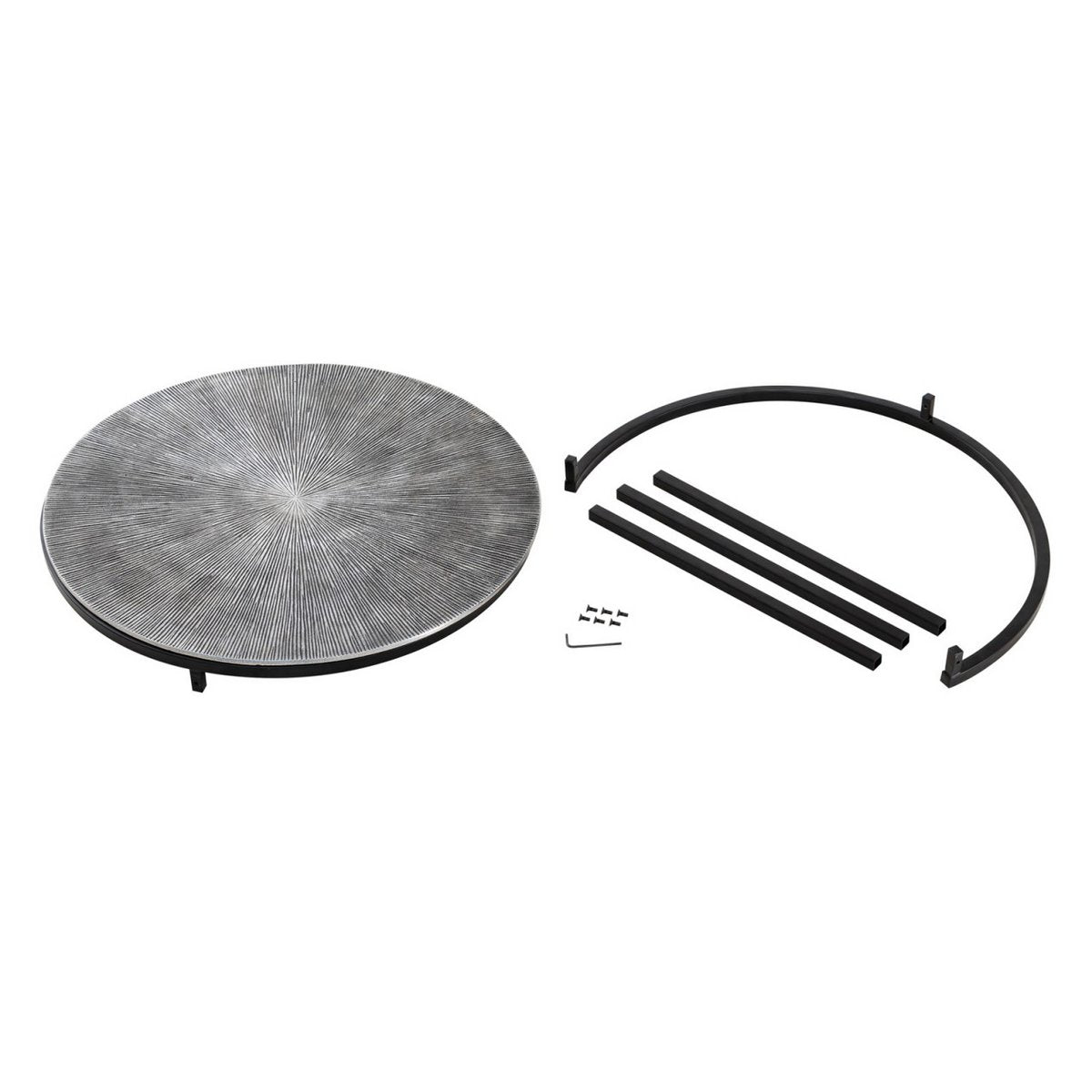 Couchtisch Set 2-teilig ø 55 u. 45 cm Beistelltisch silber Metall Tische rund Carlton Wohnzimmer