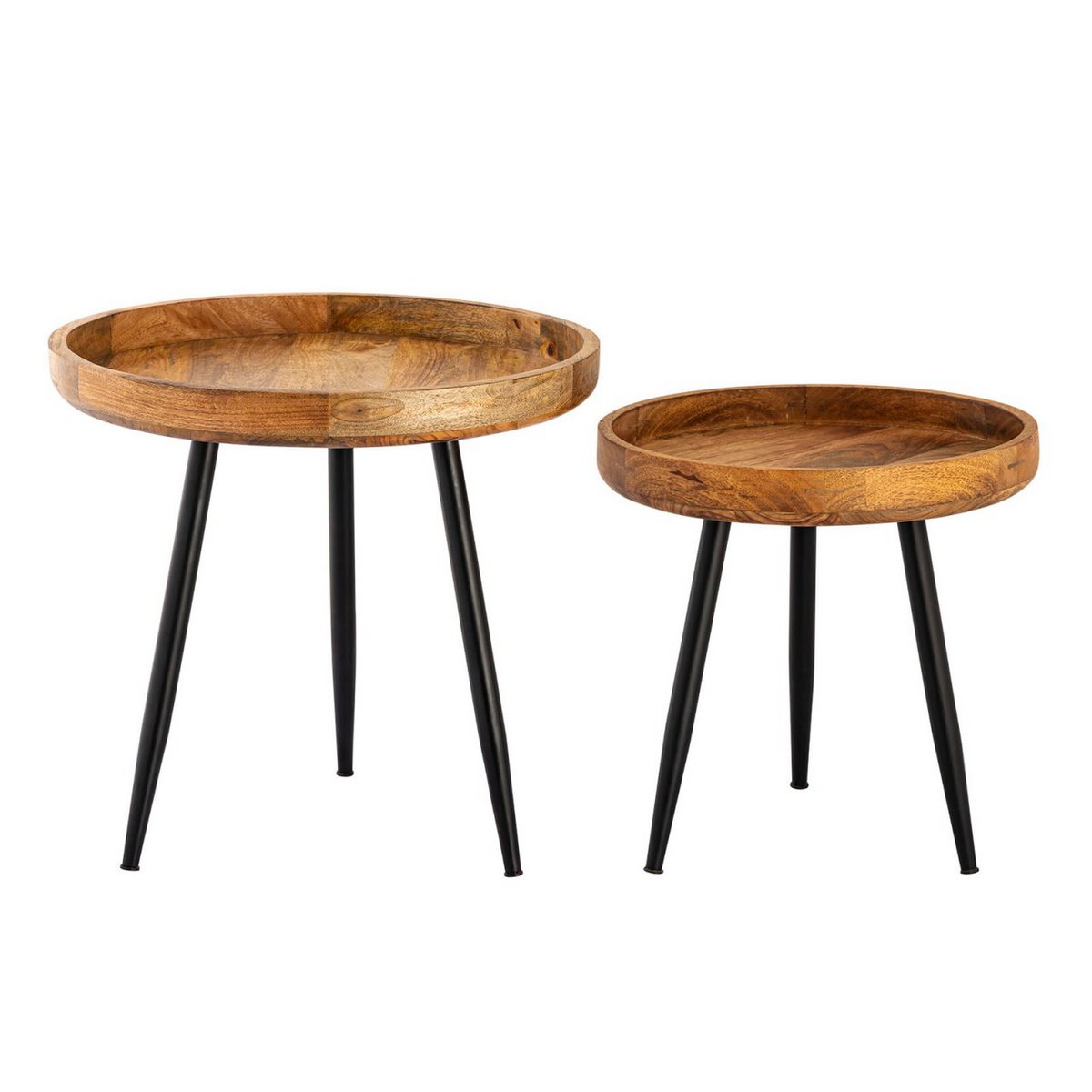 Beistelltisch Holz rund ø 40 o. 50cm Vancouver Couchtisch Wohnzimmer Tisch Metall-Füße schwarz matt