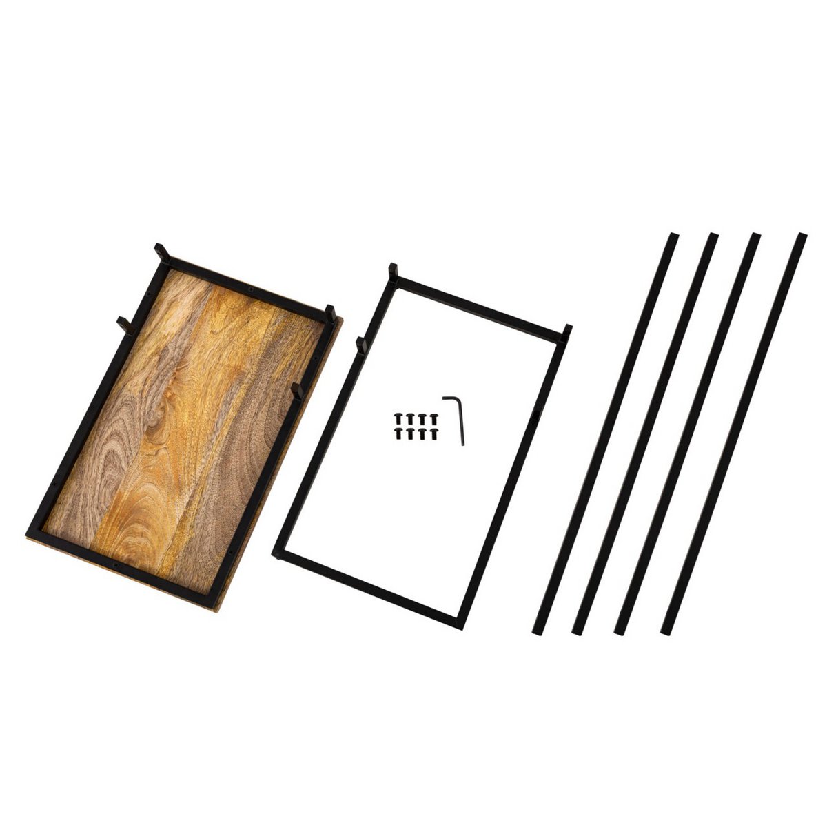 Beistelltisch Laptoptisch Holz 25x60x40cm nachhaltig Sofatisch C-Tisch Toronto Metall Gestell