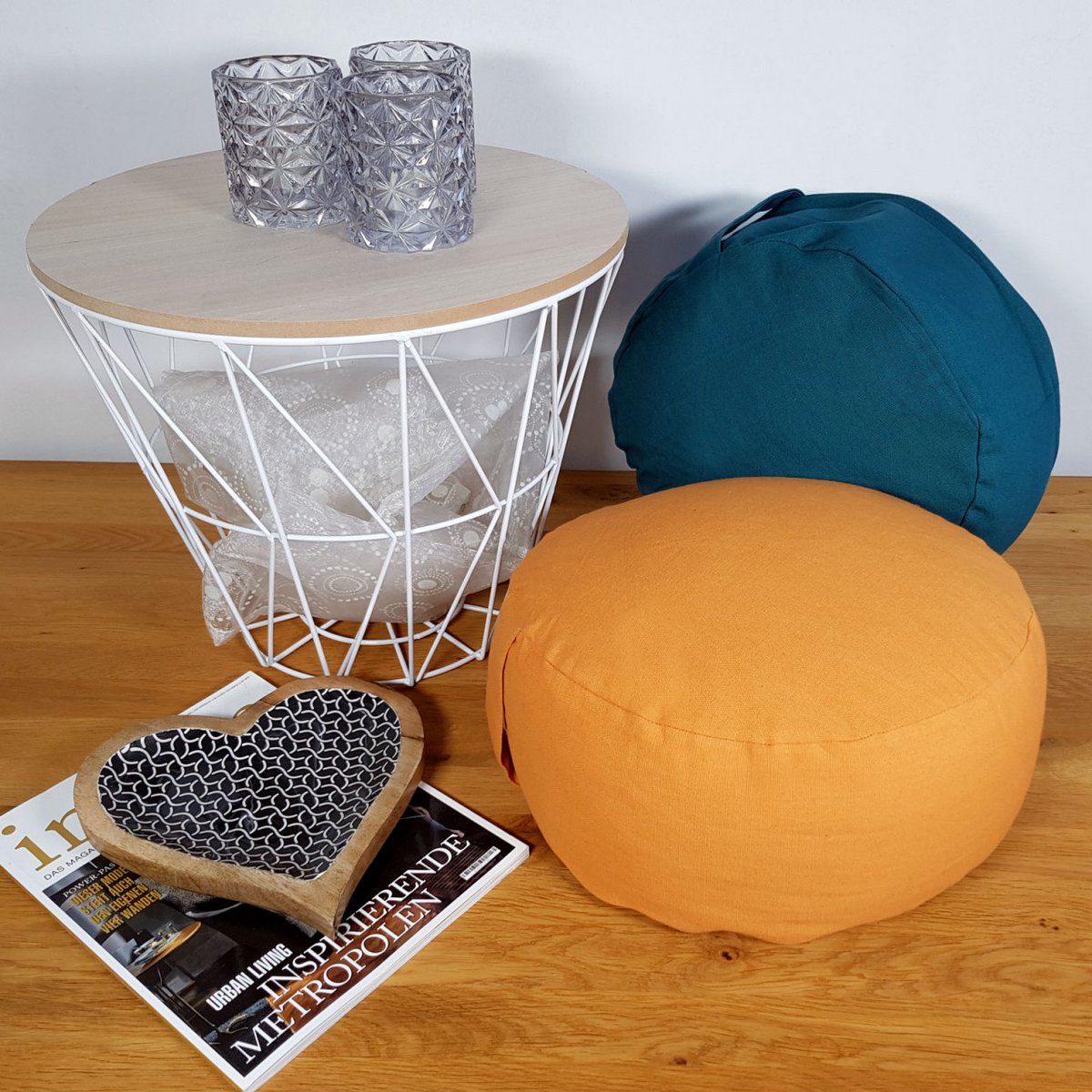 Yogakissen Meditationskissen Sitzkissen Bodenkissen Lotus rund H 14 x ø 31 cm Bezug waschbar