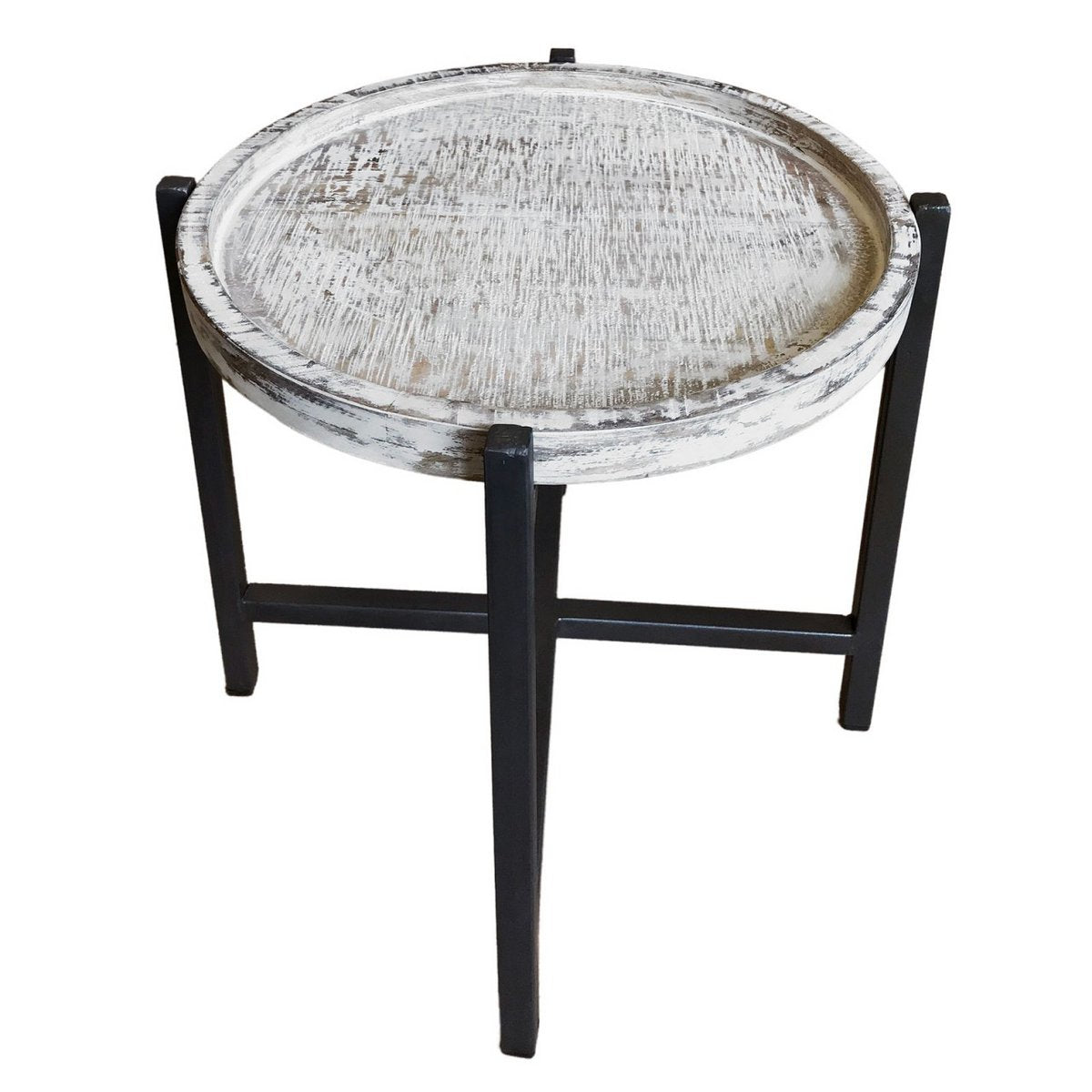 Beistelltisch ø46xH45cm Couchtisch Wohnzimmer-Tisch rund Omaha Metall-Gestell altsilber