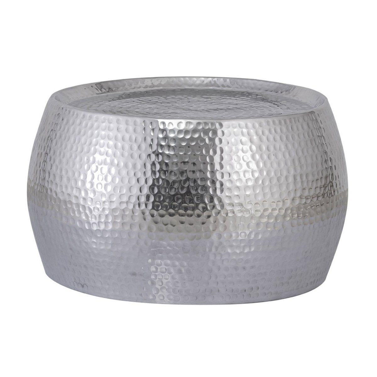 Couchtisch 2er Set Dakar rund ø 55/43 x H 30/28 cm silber Aluminium gehämmert