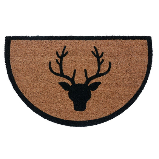 Kokosmatte Fußmatte halbrund 75 x 45 cm Türvorleger Fußabtreter Hirsch Motiv Schmutzmatte Haustür