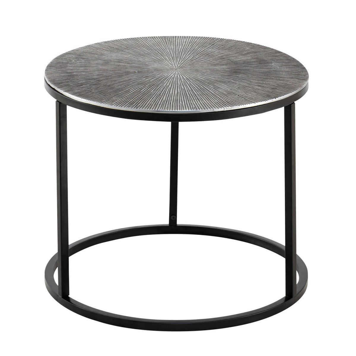 Couchtisch Set 2-teilig ø 55 u. 45 cm Beistelltisch silber Metall Tische rund Carlton Wohnzimmer