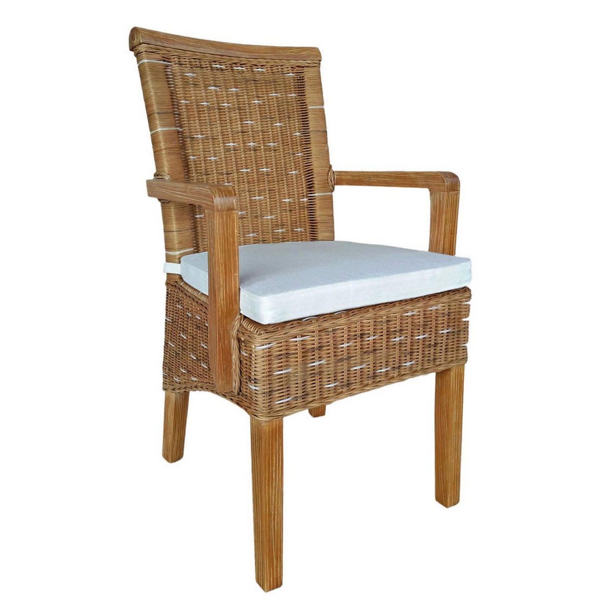Esszimmer Stühle Set mit Armlehnen 4 Stück Rattanstühle braun Perth Korbstuhl Sessel nachhaltig