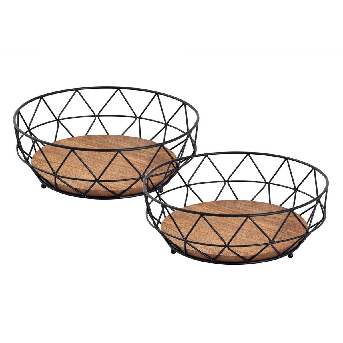 Obstschale Set 2 Stück Metall Brotkorb Obstkorb rund Neo ø 28 H 10 cm Metall schwarz