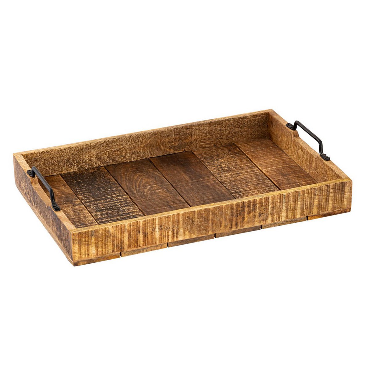 Holztablett Serviertablett XXL 57x39cm Tablett Holz Deko Tablett aus Mangoholz massiv