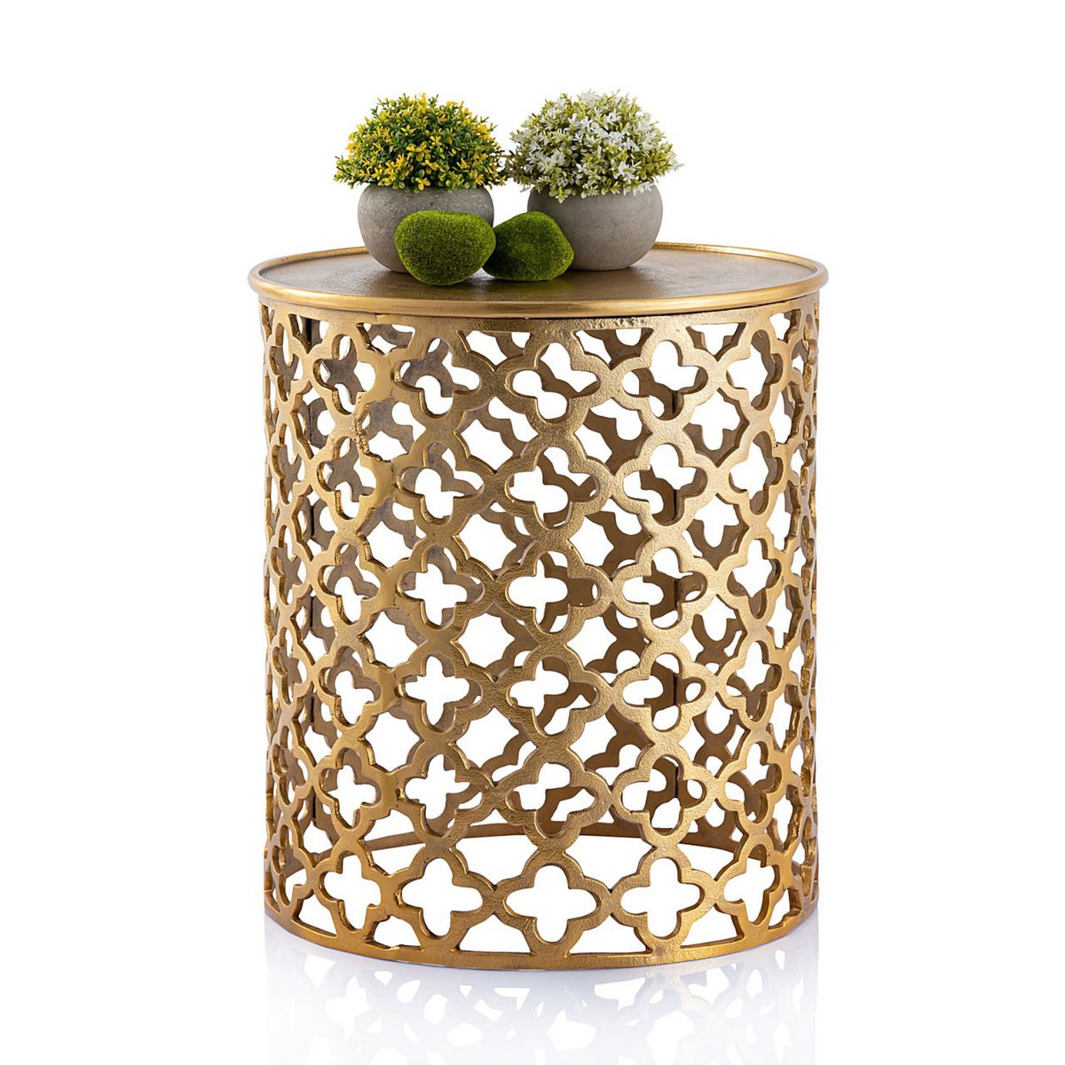 Dekotisch Metall Beistelltisch ø 40 x 45 cm rund Kairo silber o. gold Aluminium Orientalisch