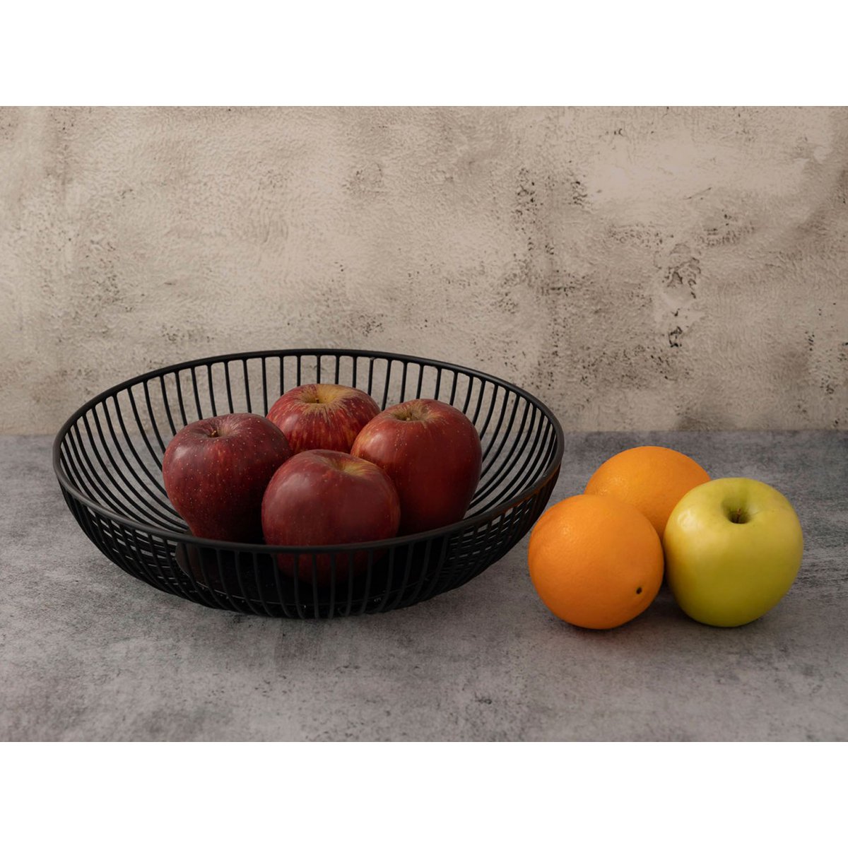 Obstschale 12-teilig Metall ø 28 x 7 cm Set 2 x 6 VE rund Brotkorb Rom schwarz o. silber O