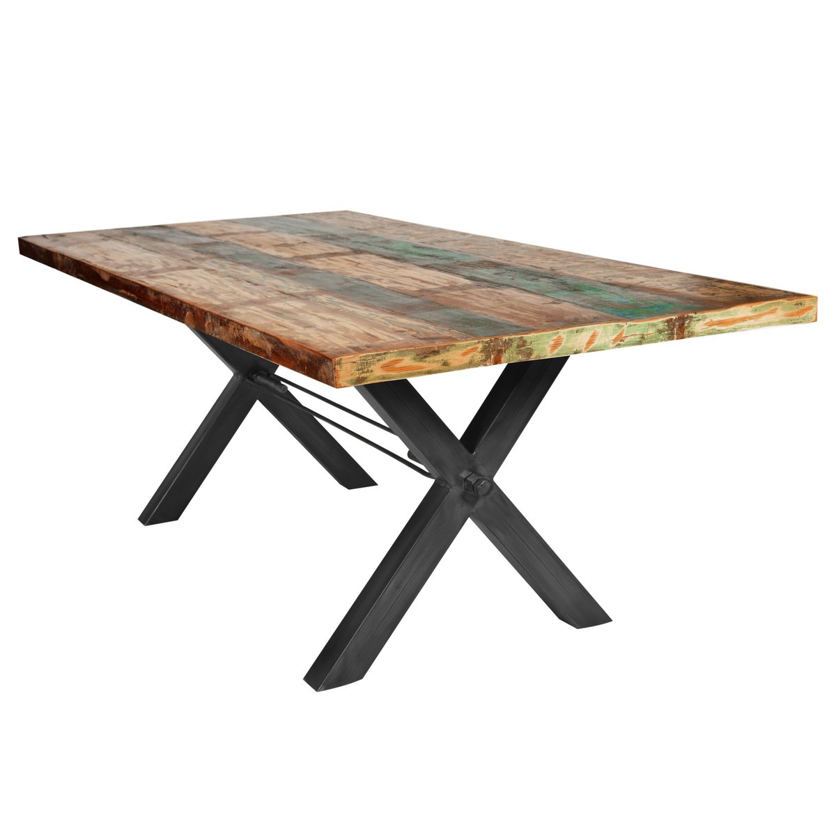 Tisch 220x100 cm, Altholz bunt lackiert