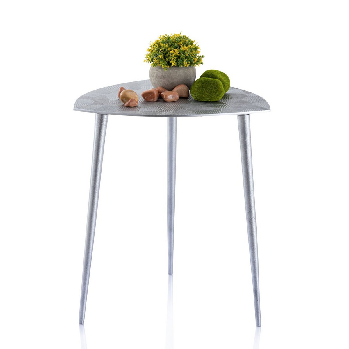 Beistelltisch Metall Dekotisch Alster 40x45x40 cm dreieckig klass. Design Aluminium silber o. gold